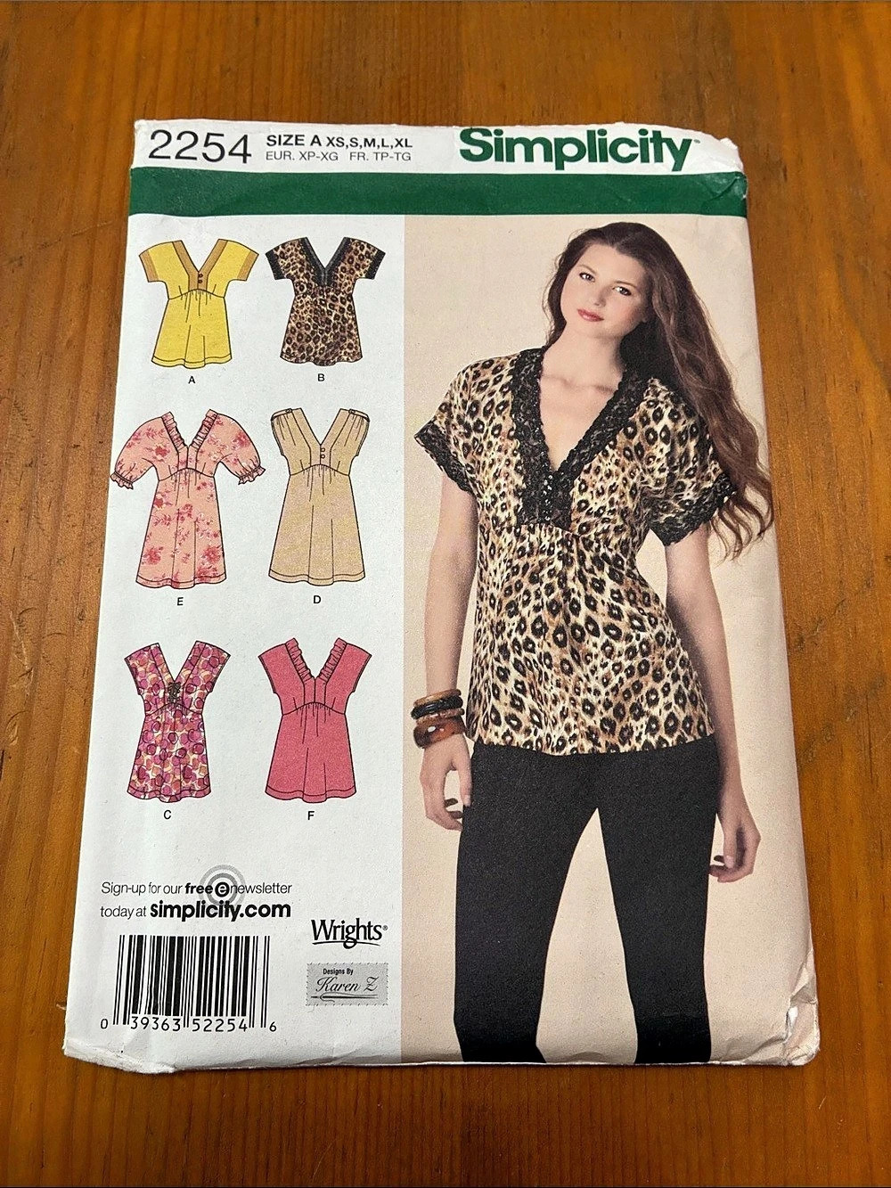 Simplicity 2254 Women's Top Pattern XS-XL